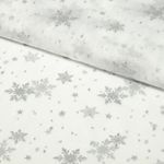 Tulle souple - Flocons Ecru Argenté