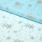 Tulle souple - Cristaux de glace Bleu ciel Argenté