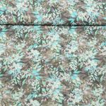 Popeline viscose - Impression digitale Feuilles Fleurs Turquoise