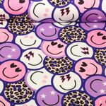 Sweat d'été - French Terry Impression digitale Smileys Léopard Violet