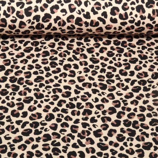 Sweat d'été - French Terry Impression digitale Léopard Sable