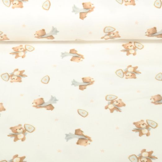 Flanelle de coton - Impression digitale Ours Ecru