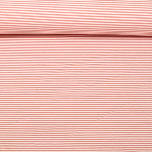 Jersey Jacquard - Rayures Mini Ecru Rose