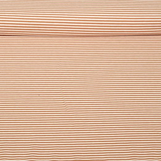 Jersey Jacquard - Rayures Mini Ecru Marron clair