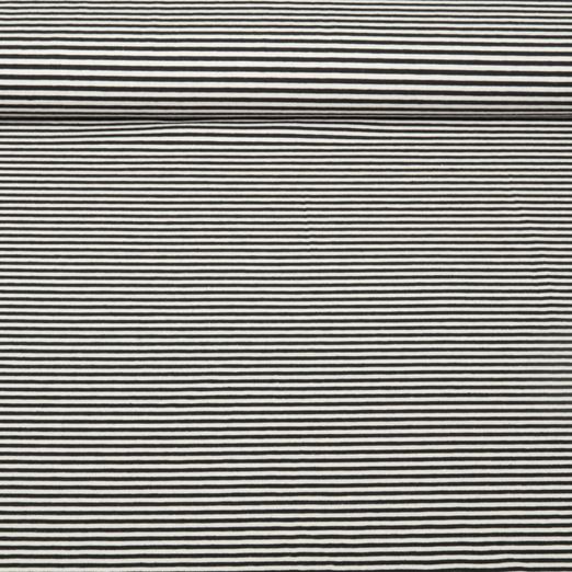 Jersey Jacquard - Rayures Mini Ecru Noir