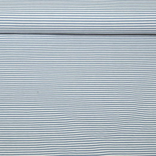 Jersey Jacquard - Rayures Mini Ecru Bleu