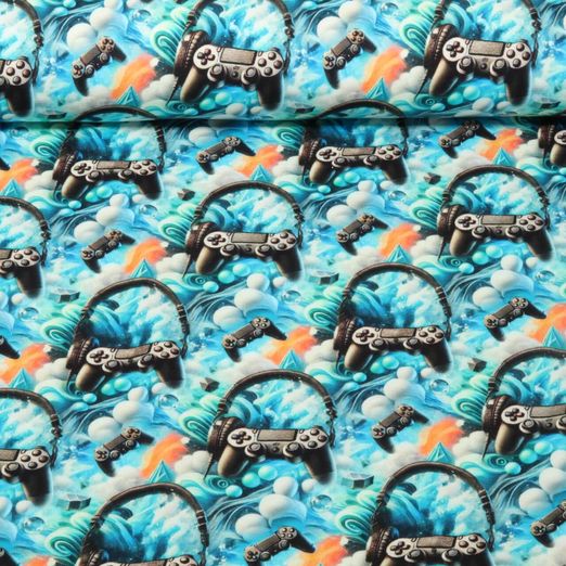 Jersey - Impression digitale Manettes Turquoise