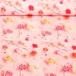 Popeline viscose - Impression digitale Fleurs Rose