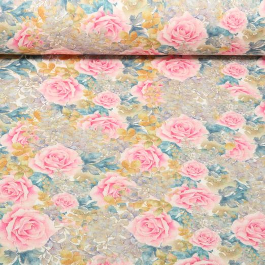 Toile de coton - Aquarelle Rose