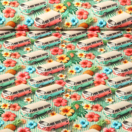 Popeline de coton - Impression digitale 3D Rayures Multicolore