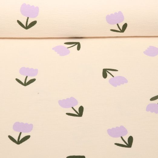 Sweat d'été - French Terry crêpe Tulipes Naturel