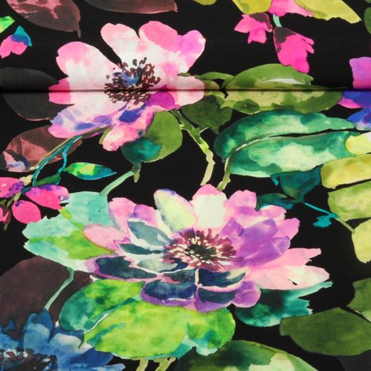 Popeline viscose - Impression digitale Fleurs Multicolore