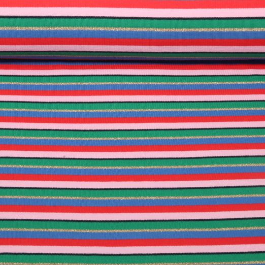 Jersey côtelé - Rayures Lurex Multicolore Teint dans la masse