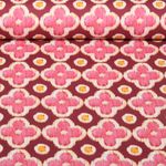 Toile de coton - Impression digitale Fleurs Pois Bordeaux