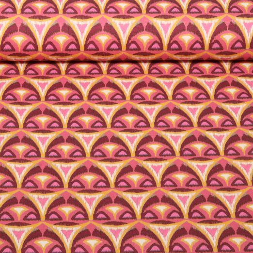 Toile de coton - Impression digitale Triangles Abstrait Bordeaux