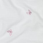Bomullsmusselin - Double Gauze broderade fjärilar lila