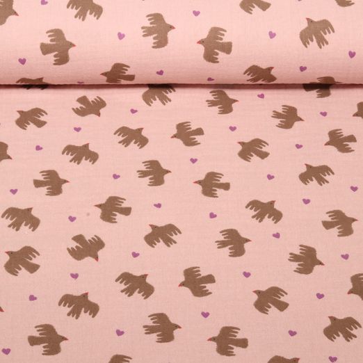 Gaze de coton bio - Double Gaze Colombes Vieux rose