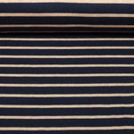 Jersey tricoté Jacquard - Rayures Bleu marine Beige
