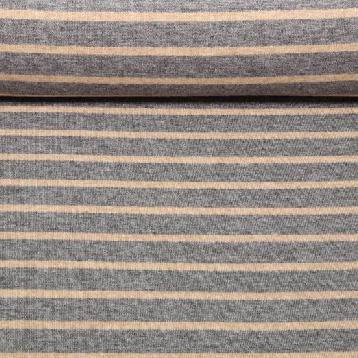 Jersey tricoté Jacquard - Rayures Gris Beige