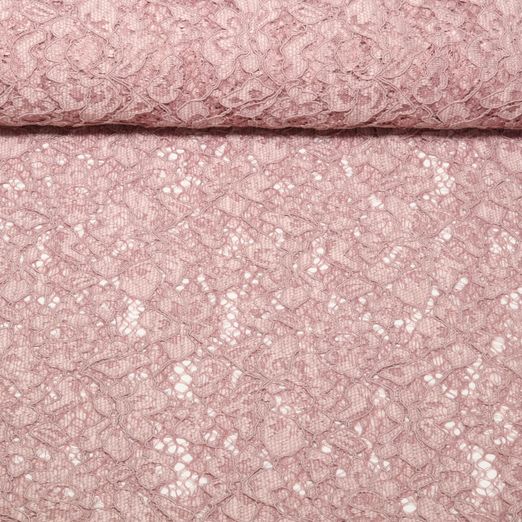 Tissu dentelle Johanna - Uni Vieux rose