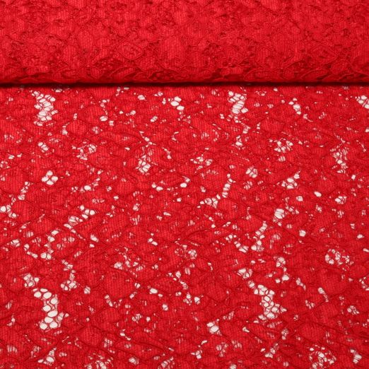 Tissu dentelle Johanna - Uni Rouge
