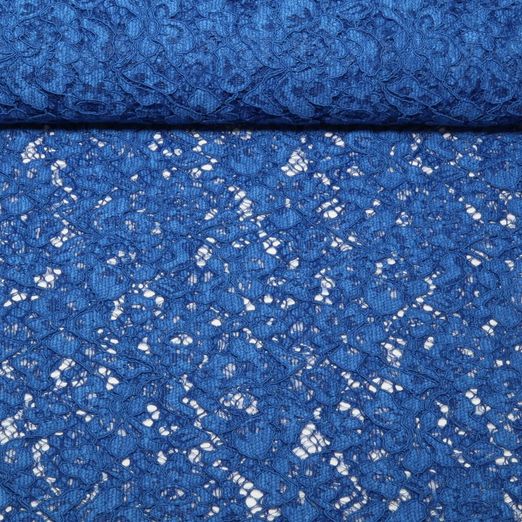 Tissu dentelle Johanna - Uni Bleu roi