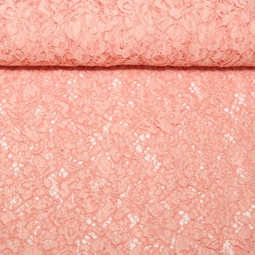 Tissu dentelle Johanna - Uni Rose saumon