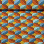 Toile Jacquard  - Géométrique Bleu Orange