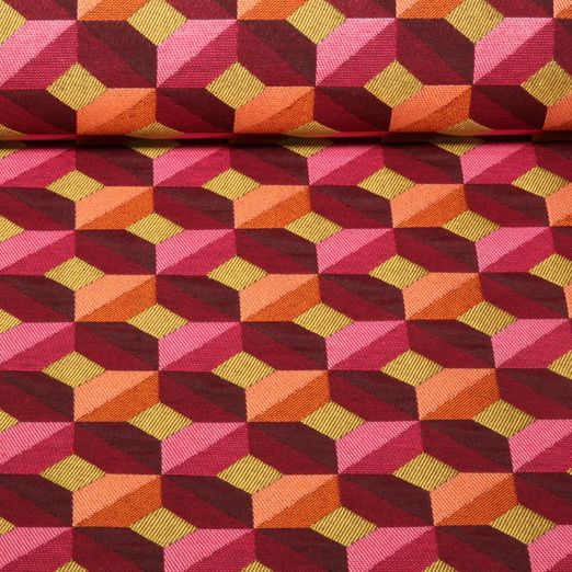Toile Jacquard  - Géométrique Rouge vin Rose