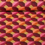 Toile Jacquard  - Géométrique Rouge vin Rose