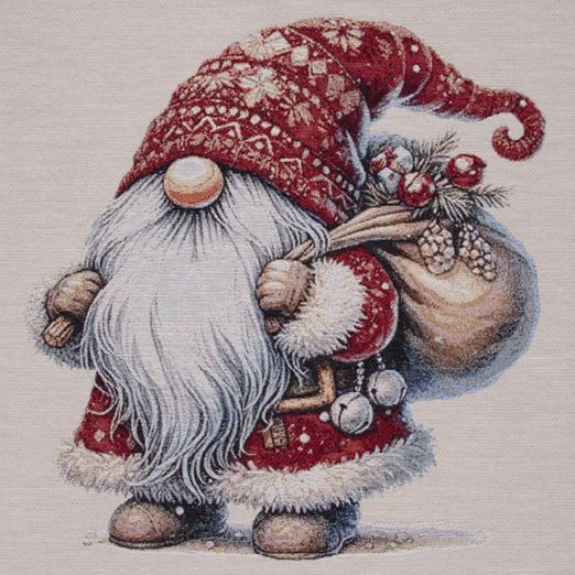 Panneau de toile Gobelin - Nain de Noël Beige Multicolore
