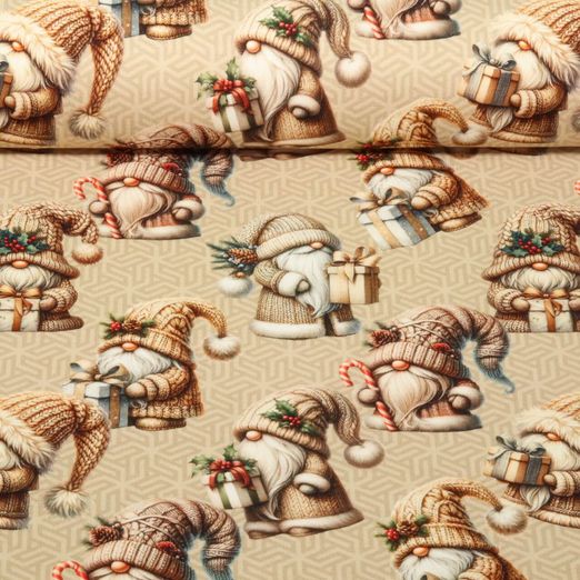 Sweat d'été - French Terry Impression digitale Branches de Noël Beige