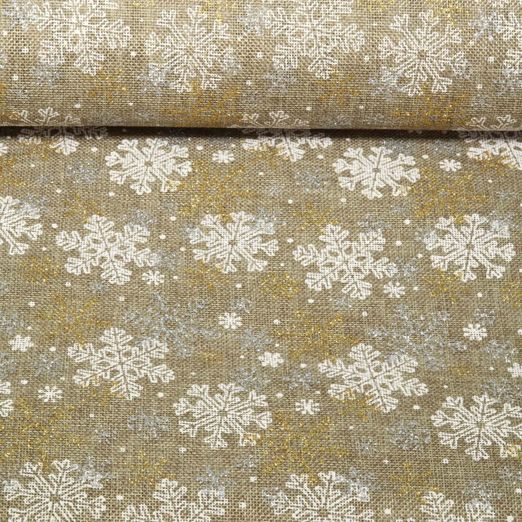 Toile de jute - Flocons de neige imprimés Marron Doré
