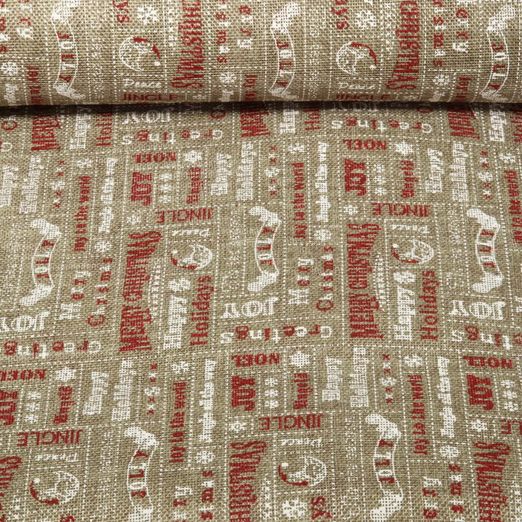 Toile de jute - Voeux de Noël imprimés Beige
