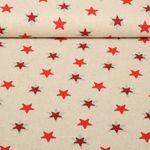 Toile - Etoiles Effet lin Beige Rouge