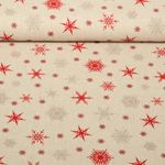 Toile - Flocons de neige Effet lin Beige Rouge