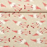 Toile - Branches de Noël Effet lin Beige Rouge