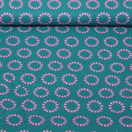 Coton enduit - Cercles Bleu pétrole