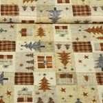 Popeline de coton - Sapins de noël Patchwork Beige Marron