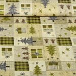 Popeline de coton - Sapins de noël Patchwork Beige Vert
