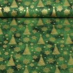 Cretonne de coton - Airbrush Sapins de Noël Vert