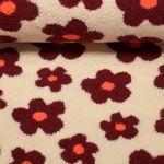 Teddyfleece - Blumen Beige Weinrot