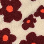 Teddyfleece – Blumen Beige Weinrot