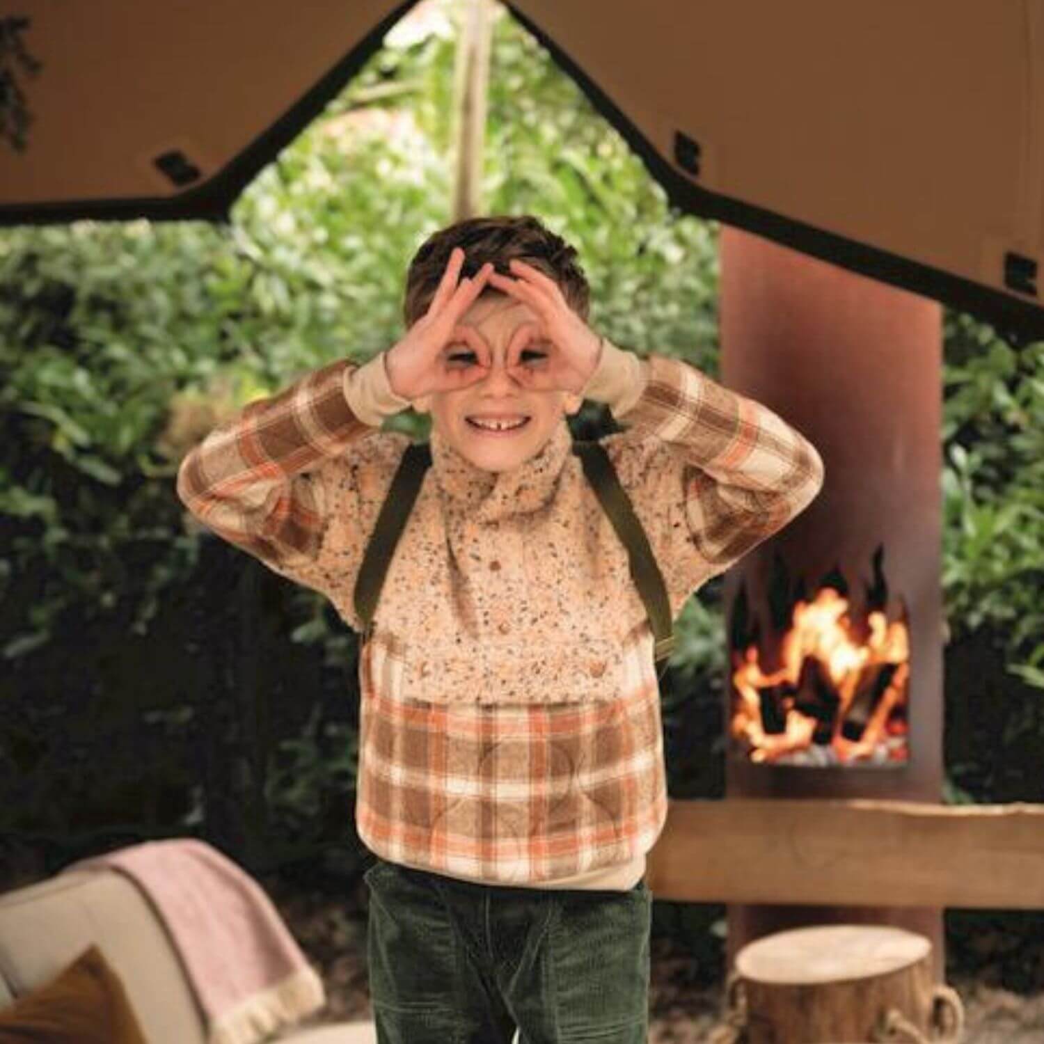 Polaire teddy - Tweed Moucheté Beige Orange-1 Polaire teddy - Tweed Moucheté Beige Orange-1