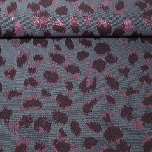 Kleider und Blusenstoff - Jacquard Leo Lurex Grau Lila 