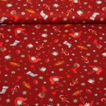 Popeline de coton - Décorations de Noël Rouge