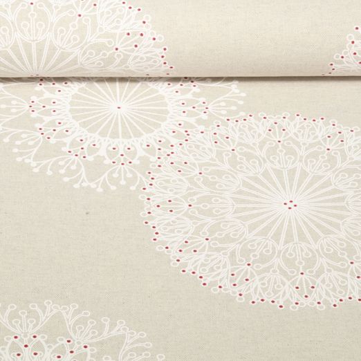 Toile - Grandes fleurs Effet lin Gris Blanc
