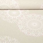 Toile - Grandes fleurs Effet lin Gris Blanc