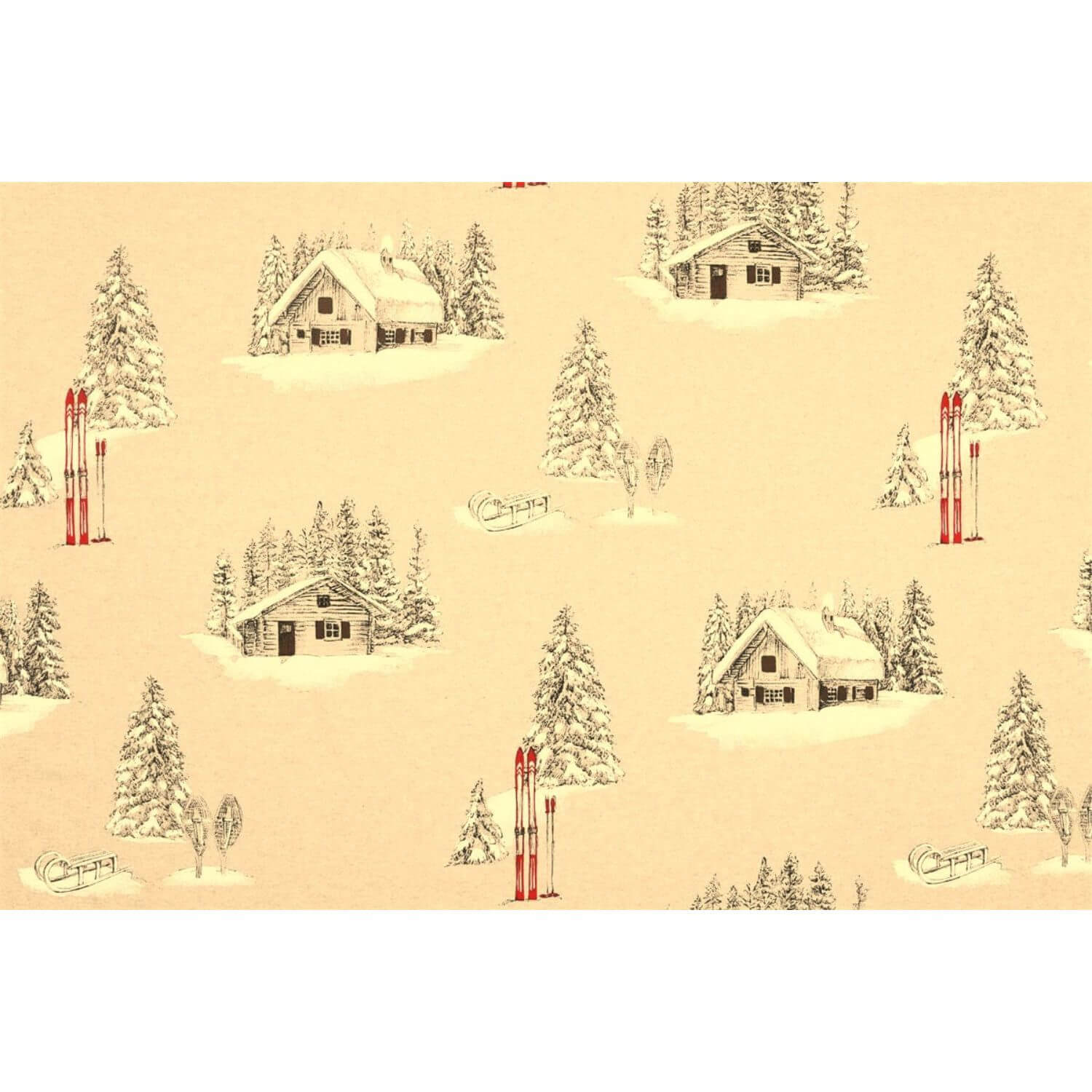 Toile - Chalets Ski Effet lin Naturel-1 Toile - Chalets Ski Effet lin Naturel-1