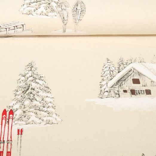 Toile - Chalets Ski Effet lin Naturel